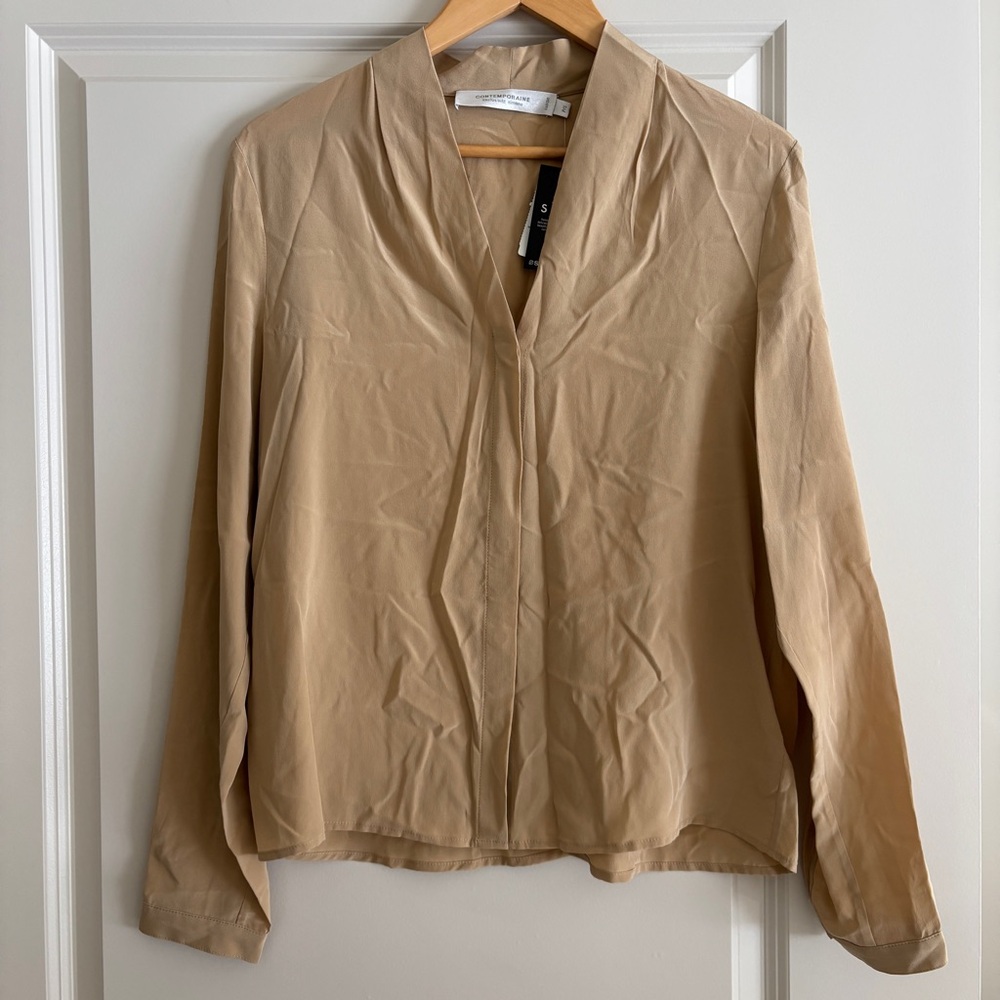 NWT pure silk v-neck shirt